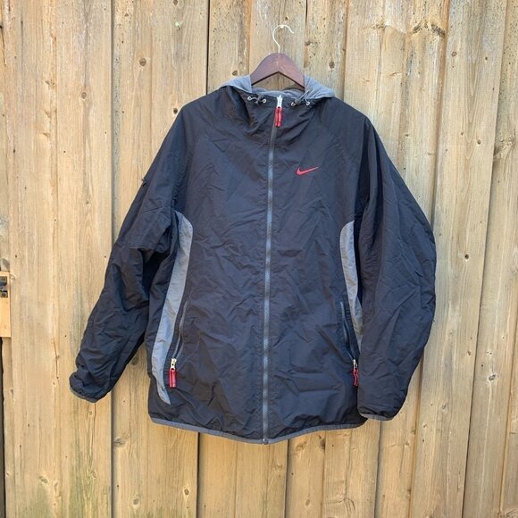 Vintage Nike Reversible Jacket Fleece Big Logo XL Gray/Black - Picture 11 of 13